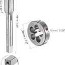 uxcell 1/2-28 UNEF Tap and Die Set with 38mm Round Die Stock Handle Wrench, High Speed Steel Machine Thread Tap and Round Die Threading Tool