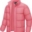 MAGCOMSEN Men's Down Jacket Winter Warm Thicken Puffer Coats Water Resistant Windproof Casual Insulated Jacket (Pink)