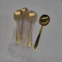 Gold Large Serving Spoons Set - 8 Pieces Stainless Steel for Parties, Kitchen, Buffet - 9.2-Inch, Dishwasher Safe