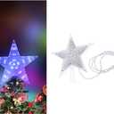 Uonlytech Christmas Tree Star Topper Light LED Tree Top Star Ornament Home Decoration with US Plug (Blue) (Size 3)