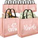 8 Pieces Rose Gold I Do Crew and Bride Non-Woven Gift Bags for Bridesmaid Gifts,Bachelorette Party Favors,Bridal Party Gifts