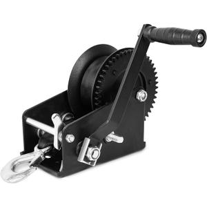 Boat Trailer Winch 3500lbs Hand Winch with 33FT(10M) Black Strap, Hardened Steel Ratio 4:1/8:1 Gear, Forward & Reverse Ratcheting Waterproof for Boat Truck Trailer ATV