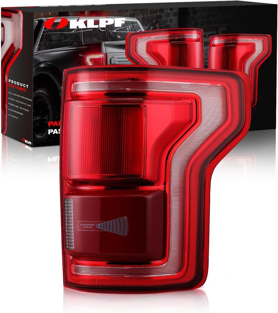 OKLPF LED Tail Lights Compatible With Blind Spot With 2015 2016 2017 Ford F150 F-150,Replace HL3Z13404D,Rear Brake Lamp Signal Assembly,Includes A Luxurious Box,Right Passenger Side Taillights