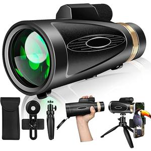 Monocular Telescope 80x100 High Power with Smartphone Adapter Tripod,Larger Vision Monoculars for Adults with BAK4 Prism & FMC Lens, Suitable for Bird Watching Hunting Hiking Camping Wildlife-Black