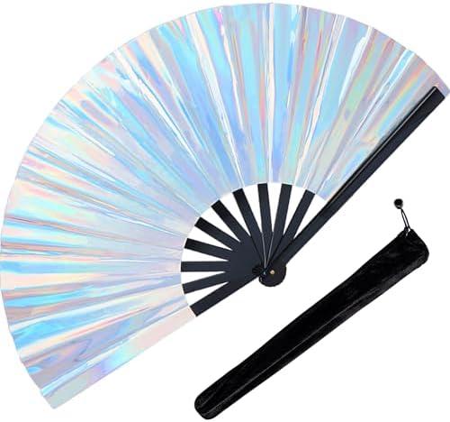 Fans for Line Dancing, 4 Pcs Boots On The Ground Hand Fan, Large Clacking Pop Fans That Make Sound, Women Men Foldable Clapping Handheld Fan for Line Dancing (Laser Silver And Gold)