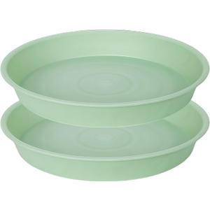 2 Pack of 16 17 inch Plant Saucer (15 inch Base), 2.3" Depth, Plant Trays for Pots, Plastic Plant Saucers for Indoors, Bird Bath Bowls, Pot Drip Trays for Planter (17", Light Green)