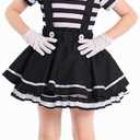TOONRAIN Kid's Clown Mime Costume Striped Top and Suspender Skirt Theme Performance Dress Up XL(14-16Y)