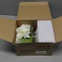 Hollyone Hydrangea Artificial Flowers with Vase White Silk Fake Flowers Arrangements in Glass Vase with Faux Water for Home Bathroom Office Table Centerpiece Shelf Decorations