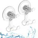 Suction Cup Hook, 2 Pack Clear Shower Hooks, Removable Small Suction Cup Hooks for Shower, Kitchen, Bathroom, Glass Windows, Door, Hanging up to 6.6 lbs