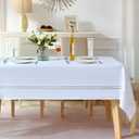 EHouseHome Heavy Duty Waffle Weave Jacquard Fabric Tablecloth with White Lace,Waterproof and Stain-Resistant Tablecloth for Dinning,Party,Holiday,Wedding,Rectangle,60x84Inch,White