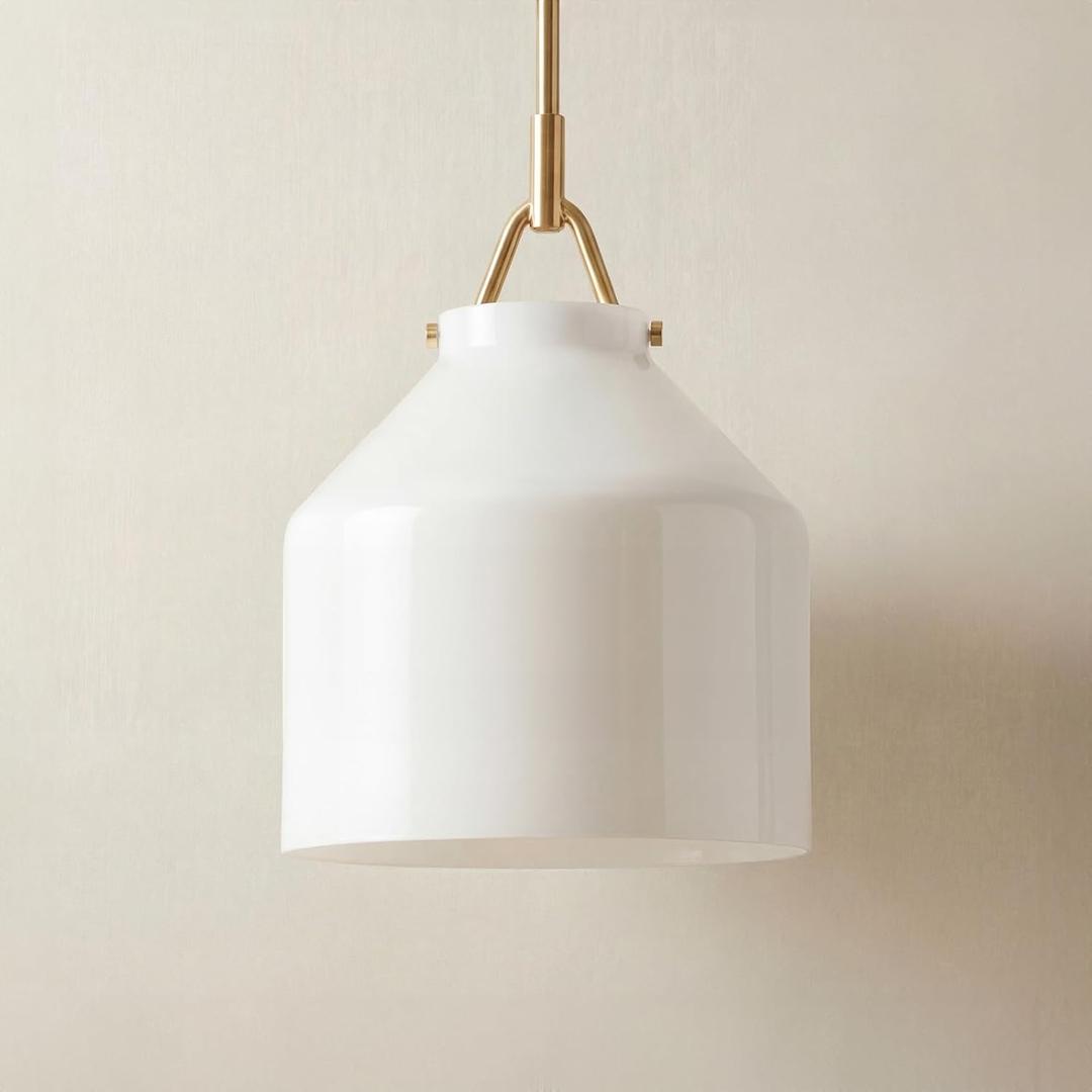 Nordic Milk Glass Pendant Light, Glass Pendant Lights Kitchen Island - Industrial Light Fixture for Living Room, Dinging Room, Bedroom, Kitchen(10.75 Inch)