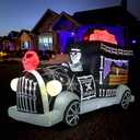 8.8ft Long Halloween Inflatable Decorations, Inflatable Coffin Funeral Graveyard Tour Car Trick or Treat Truck, Built-in LED Lights, Halloween Skull Spider Indoor