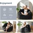 MAXYOYO Giant Bean Bag Chair, Oversized Bean Bag Couch for Adults and Kids, Faux Fur Shell-Shaped Large Chair with Filler, Stuffed Big Accent Sofa Lounge Floor Sofa for Gaming, Reading, Black