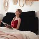 Headboard Pillow + A Long Neck Roll Pillow Body PillowFaux Fur Headboard Wedge Pillow with Removable Cover (Black, King76x8x20 inches)