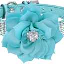 Serijoars Small Dog Collar with Rhinestone Crystal Diamond Colorful Bling Girl Puppy Cat Collars (L, Light Blue6)