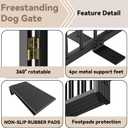 SNUOWU Full Metal Freestanding Dog Gate with Door, 32''Height Foldable Pet Dog Fence for Indoor & Outdoor, 4 Panels Extra Wide Free Standing TallDog Gates for Doorways,House,Stairs,Porch,Deck,Yard