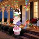 Jetec Cupcakes Christmas Outdoor Yard Signs Candy Decorations 44in Giant Cupcakes Xmas Yard Stakes Giant Stacking Holiday Decor Signs for Home Lawn Pathway Walkway Happy Birthday Themed Party