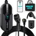 Level 2 Electric Vehicle (EV) Charger (WIFI APP/Plug-play), 40A, 25ft Cable ETL Certified, 220V-240V NEMA 14-50P Plug EVSE w/ J1772 Connector, Portable EV Car Charging Stations for Home Level 2 (Jet Black)