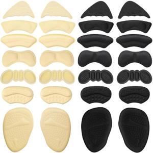 14 Pairs Shoe Inserts for Women, Heel Pads for Shoes that are Too Big, Heel Grips for Womens Shoes, Shoe Inserts & Insoles Stop Slipping, Rubbing, Foot Pain (Beige + Black)