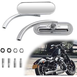 Oval Shape Motorcycle 8mm 10mm Mirrors, Chrome Upgrade Rearview Motorcycle Mirrors Compatible with Harley Road King Softail Street Glide Electra Dyna and More