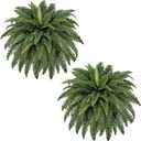 42" Artificial Boston Fern Large Bush Plants, 2 Bundles of Fake Ferns with 65 Fronds for Outdoors Home Decor