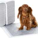 Amazon Basics Carbon Odor-Control Dog and Puppy Pee Pads, 5-Layer Leak-Proof Super Absorbent, Quick-Dry Surface, Potty Training, Regular (22x22"), 120 Count, Gray