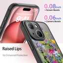 FUNMIKO for iPhone 15 Plus Case Wireless Charging & Military-Grade Protection - Cute Floral Design for Women Girls, Non-Slip Matte Cover with Shockproof Corners - Clusters of Wildflowers