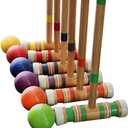 Juegoal Six Player Croquet Set with Wooden Mallets Colored Balls for Lawn, Backyard and Park, 28 Inch