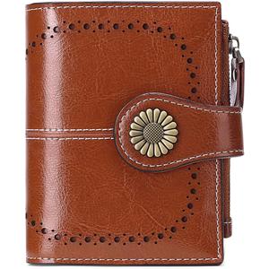 Small Women Wallet Genuine Leather Bifold PurseRFID BLOCKINg Card Holder