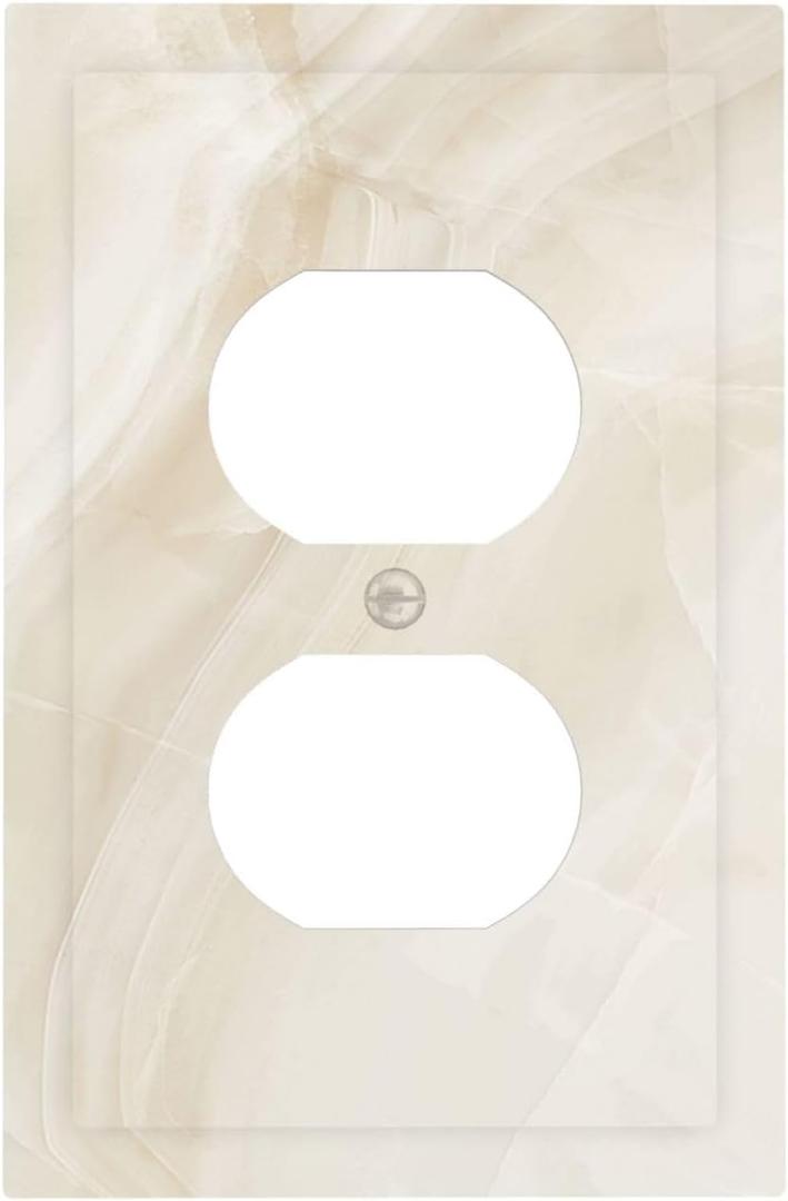 Outlet Covers Beige Marble Texture Stone Pattern 1 Gang Duplex Light Switch Cover Plate Decorative Switch Plate Covers Electrical Socket Cover for Bedroom Bathroom Decor