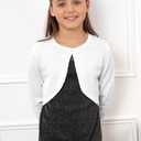 BlackButterfly Girls Long Sleeve Sparkle Cardigan Childrens Kids Bolero Shrug (13-14 Years, White - Holographic Sparkle)