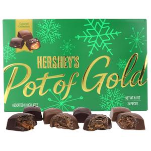 HERSHEY'S Christmas Pot of Gold Milk Chocolate Caramel Truffles Box, Candy Gift Set, 24 Total Pieces, 8.75 Ounces (EXP 05/01/25)