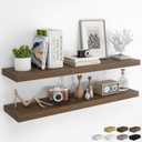 RICHFOCUS 48Inch Floating Shelves for Wall 2 Pack Shelves for Bedroom|Kitchen|Bathroom Wall Mounted Rustic Wood Floating Shelf with Invisible Brackets for Books|Storage|Decor, Walnut