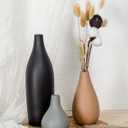 Ceramic Vase Set of 3 Modern Neutral, Flower Vases for Centerpieces, Vases Home Decor Rustic Farmhouse Decor for Table, Shelves, Enterway, Living Room, Bedroom, Office, Kitchen (Grey Black Brown)