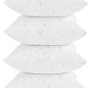 Oubonun 20x20 Outdoor Pillow Inserts (Pack of 4) - Square Waterproof Throw Pillow - Decorative Throw Pillows Insert for Couch Sofa Bed Patio Furniture - White Pillows