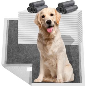 Charcoal Dog Pee Pads Extra Large 28" x 34", Puppy Pee Pads 40 Count, Potty Pads for Dogs with Adhesive Tape for Odor-Control & Leakproof, Disposable Pet Pads for Puppies, Dogs & Cats