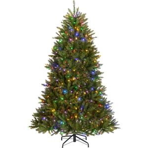 National Tree Company Pre-Lit Dunhill Fir Artificial Christmas Tree | 650 LED Lights, 2,144 Tips, 10 Light Functions, Power Connect, Foot Pedal, Includes Stand, Green, 6ft 6in, Christmas Tree 