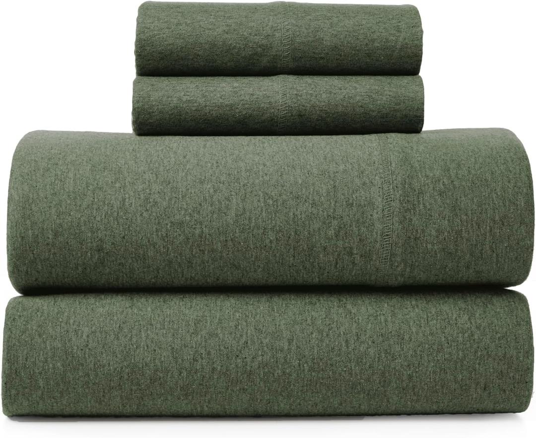 Road Trip America Jersey Sheets King Set - Cotton (4 Pieces) All Seasonal Deep Pockets Soft Cozy Knit Stretchy Bed Sheets - Hotel and Residential Quality (Green, King)
