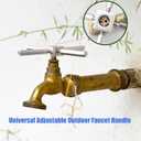 Universal Adjustable Cross Water Off Replacement Handle for Outdoor Faucets, Water Spigot, Hose Bib,Round Wheel, for 3/5-Inch or Smaller Exposed Stem, Stainless Steel
