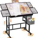 Jigsaw Puzzle Table with Drawers  6,1500pcs Adjustable Height and Five up Angles Puzzle Tables for Adults with Drawers,Cover,Wheels for Indoor Game in Winter (Coffee)