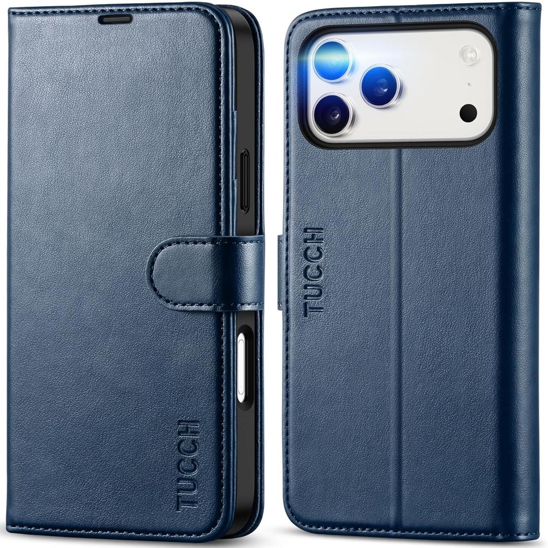 TUCCH Case Wallet for iPhone 17 Pro Max (6.9") 2025, Stand, RFID Blocking, 4 Card Holders, TPU Shockproof Inner Shell, PU Leather, Magnetic Closure Folio Protective Cover, Dark Blue
