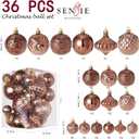 Christmas Ornaments Set with 36pcs Shatterproof Christmas Tree Decorations Multi-Size Christmas Ball Ornaments with 7 Styles Brown