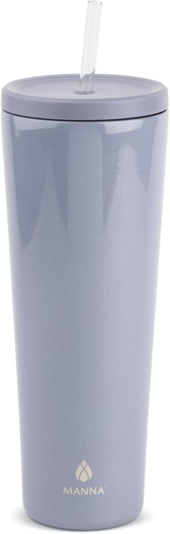 Manna Ranger Double-wall Insulated Stainless Steel Tumbler with Leak-proof Smart Seal Lid and Reusable Tritan Straw - 40 Oz - Purple Shimmer