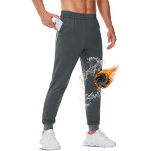 TACVASEN Men's Fleece Lined Joggers with Pockets Winter Warm Sweatpants Water Resistant Gym Workout Athletic Pants Men (XL)
