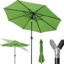 Tempera 10ft Patio Market Outdoor Table Umbrella with Push Button Tilt and Crank,Large Sun Umbrella with Sturdy Pole&Fade Resistant Canopy,Easy to Set,Green