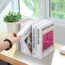 Honagu Book Ends, Acrylic Bookends, Clear Book Ends for Shelves, Desk Book Organizer, Book Holder Stand Decorative for Heavy Books, CDs, Video Games (2 Pair/4 Pieces, Gradient Pink)