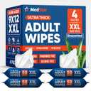 Adult Wipes for Elderly 4 Pack - Extra Large Extra Thick No-Rinse Bathing Wet Wipes for Adults - Incontinence Shower Alternative Disposable Washcloths - Fragrance-Free XXL