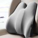 Diyeeni Lumbar Support Pillow, Comfortable Back Pillow for Low Back Pain Relief, High Density Memory Foam, Ergonomic Streamline Car Seat, Office Chair, Recliner and Bed, Grey