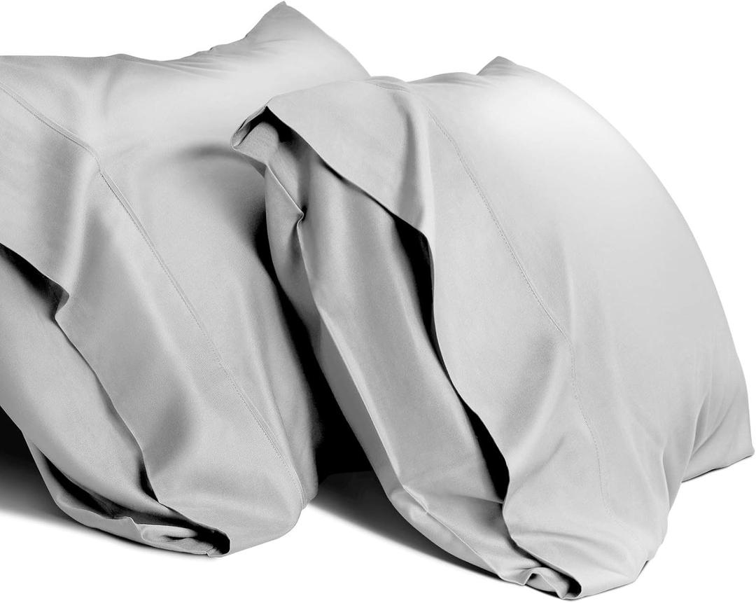 WishSmile Cooling Queen Pillowcases Set of 2 Breathable Cool Silky Soft Rayon Derived from Bamboo Fabric, Moisture Wicking for Hot Sleepers, Hair and Skin Friendly, Light Gray, 2 Pack, 20x30IN