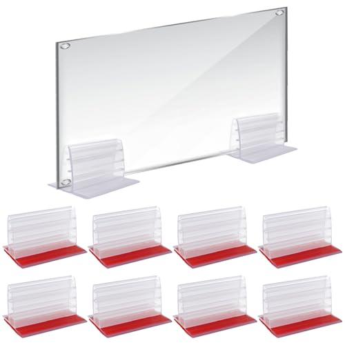SPNKMJUJ 10 PCS Self Adhesive Poster Board Stand Acrylic Poster Stand 1/8" to 1/4" Thick Sneeze Bracket Mouth Foam Board Stand for Desk Table Counter (1.96")